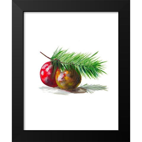 Christmas Bulb on Pine Black Modern Wood Framed Art Print by Beauchamp, Andy