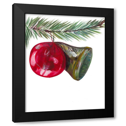 Christmas Bell on Pine Black Modern Wood Framed Art Print with Double Matting by Beauchamp, Andy