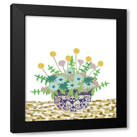 Soft Blooms in Vase With Border IV Black Modern Wood Framed Art Print by Bucheli, Jen