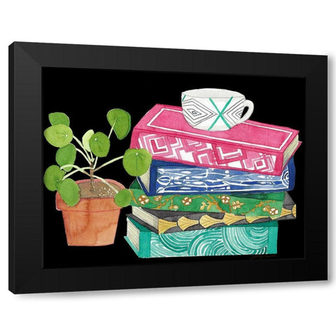 Reading Books Black Modern Wood Framed Art Print by Bucheli, Jen