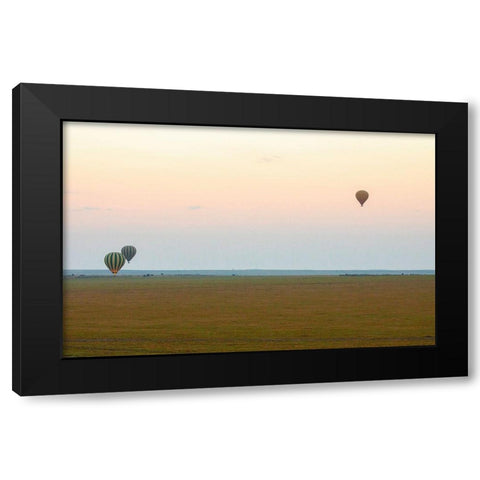 Hot Air Balloons over Kenya II Black Modern Wood Framed Art Print with Double Matting by Mansfield, Kathy