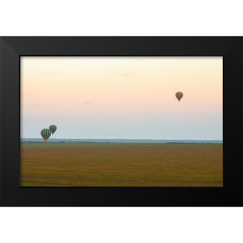 Hot Air Balloons over Kenya II Black Modern Wood Framed Art Print by Mansfield, Kathy