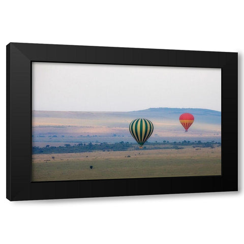 Hot Air Balloons over Kenya I Black Modern Wood Framed Art Print with Double Matting by Mansfield, Kathy
