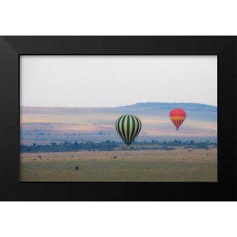 Hot Air Balloons over Kenya I Black Modern Wood Framed Art Print by Mansfield, Kathy