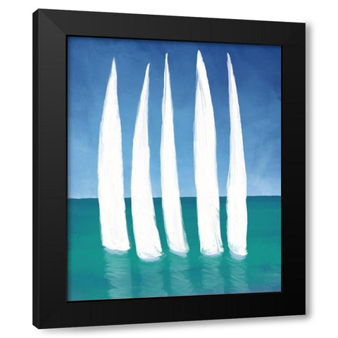 Tall Sailing Boats Black Modern Wood Framed Art Print by Meneely, Dan