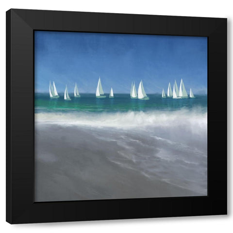 Harbor Sailing Black Modern Wood Framed Art Print with Double Matting by Meneely, Dan