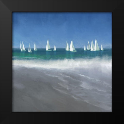 Harbor Sailing Black Modern Wood Framed Art Print by Meneely, Dan