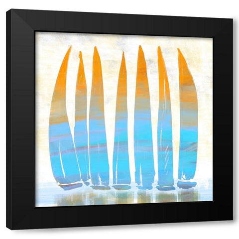 Crowded Harbor Black Modern Wood Framed Art Print by Meneely, Dan