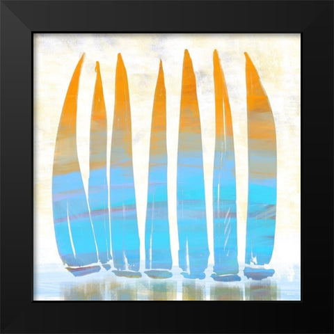 Crowded Harbor Black Modern Wood Framed Art Print by Meneely, Dan