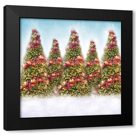 Oh Christmas Trees Black Modern Wood Framed Art Print by Meneely, Dan