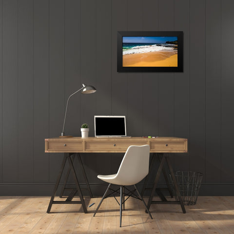 Oahu Shore Waves Black Modern Wood Framed Art Print by Bill Carson Photography