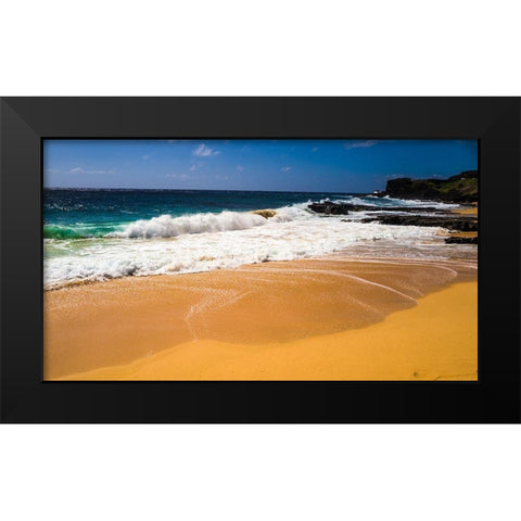 Oahu Shore Waves Black Modern Wood Framed Art Print by Bill Carson Photography