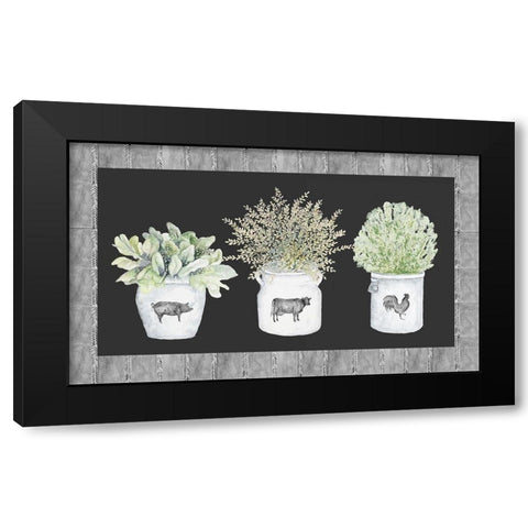 Potted Farm Arrangement Trio on Chalkboard Black Modern Wood Framed Art Print by Gaynor, Janice