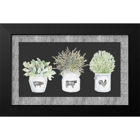 Potted Farm Arrangement Trio on Chalkboard Black Modern Wood Framed Art Print by Gaynor, Janice