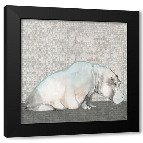 Introspective Hippo Black Modern Wood Framed Art Print by Medley, Elizabeth