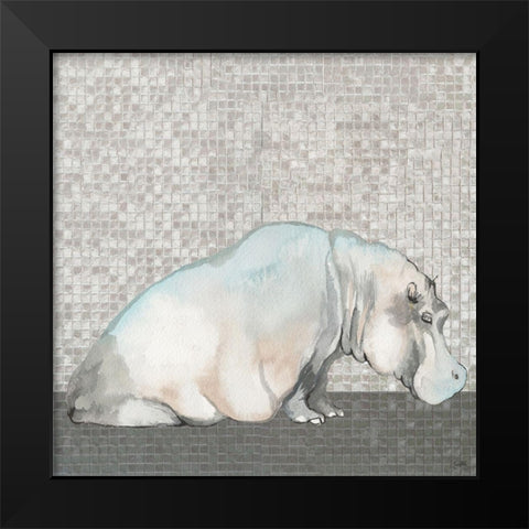 Introspective Hippo Black Modern Wood Framed Art Print by Medley, Elizabeth