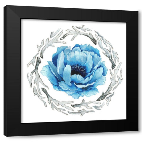 Blue Flower II Black Modern Wood Framed Art Print with Double Matting by Medley, Elizabeth