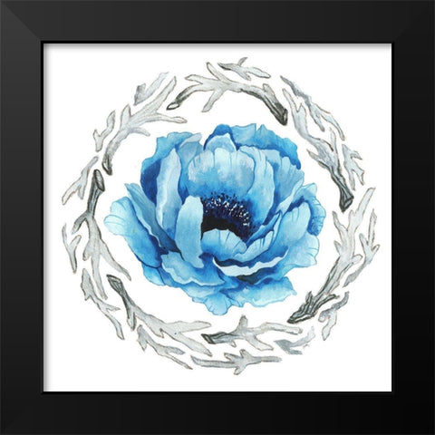 Blue Flower II Black Modern Wood Framed Art Print by Medley, Elizabeth