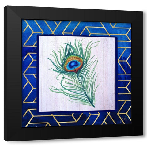 Peacock Feather II Black Modern Wood Framed Art Print with Double Matting by Medley, Elizabeth