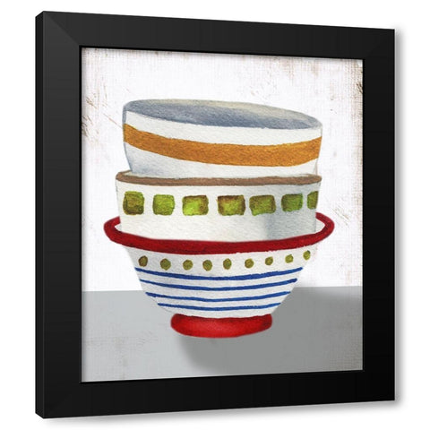 Stacked Bowls II Black Modern Wood Framed Art Print with Double Matting by Medley, Elizabeth