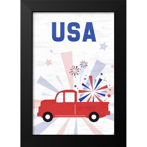 Patriotic Truck Black Modern Wood Framed Art Print by Quach, Anna