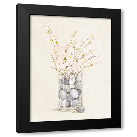 Spring Vase With Pebbles Black Modern Wood Framed Art Print with Double Matting by Pinto, Patricia