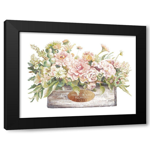 Flowers in Wooden Planter Black Modern Wood Framed Art Print by Pinto, Patricia