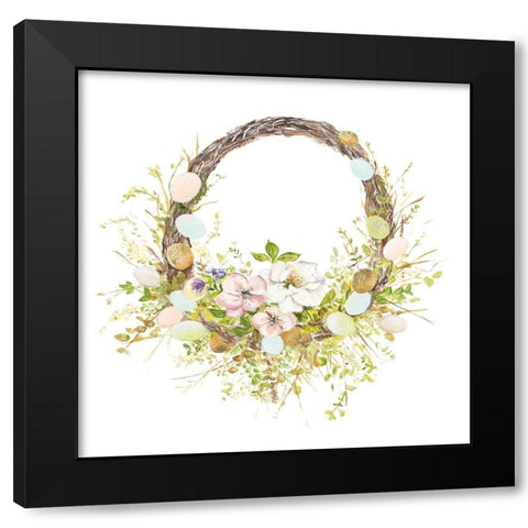 Easter Wreath Black Modern Wood Framed Art Print by Pinto, Patricia
