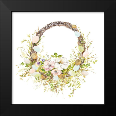 Easter Wreath Black Modern Wood Framed Art Print by Pinto, Patricia