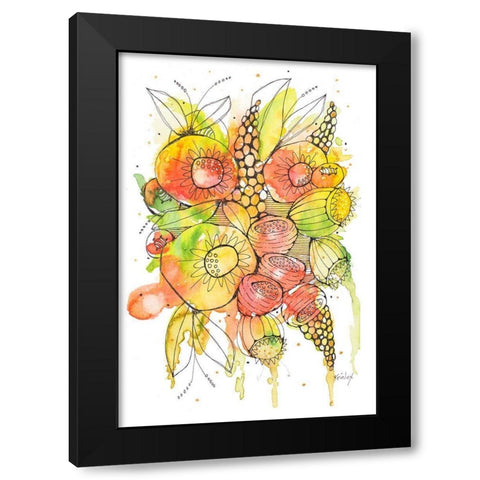 Bursting Wildflowers II Black Modern Wood Framed Art Print with Double Matting by Krinlox