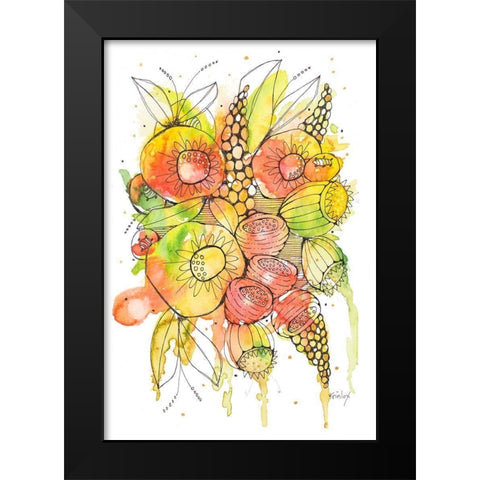 Bursting Wildflowers II Black Modern Wood Framed Art Print by Krinlox