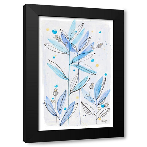 Botanical Stamp I Black Modern Wood Framed Art Print with Double Matting by Krinlox