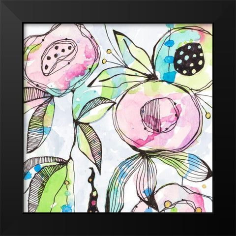 Blooming Summer Black Modern Wood Framed Art Print by Krinlox