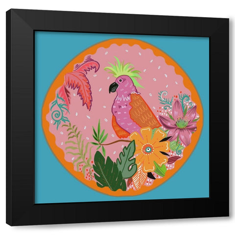 Cockatoo Black Modern Wood Framed Art Print by Del Sol, Ani