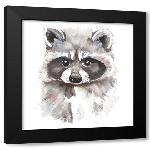 Baby Raccoon Black Modern Wood Framed Art Print with Double Matting by Pinto, Patricia