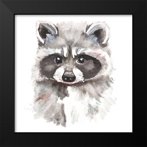 Baby Raccoon Black Modern Wood Framed Art Print by Pinto, Patricia