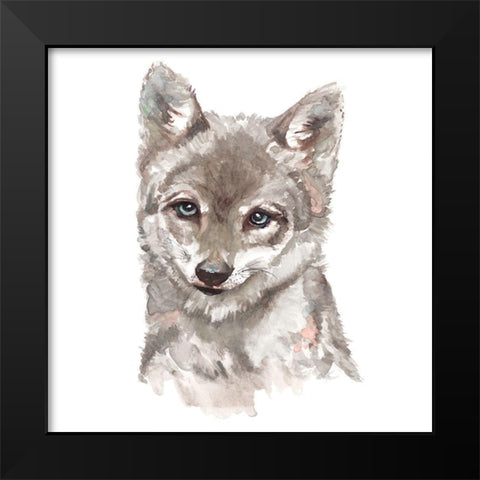 Baby Wolf Black Modern Wood Framed Art Print by Pinto, Patricia