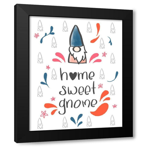 Home Sweet Gnome Black Modern Wood Framed Art Print by Quach, Anna