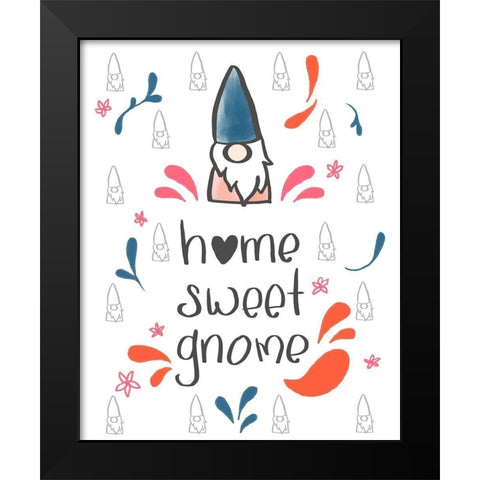 Home Sweet Gnome Black Modern Wood Framed Art Print by Quach, Anna