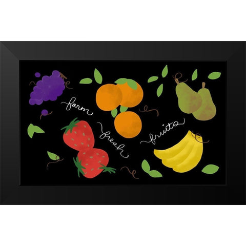 Fresh Fruit Black Modern Wood Framed Art Print by Quach, Anna