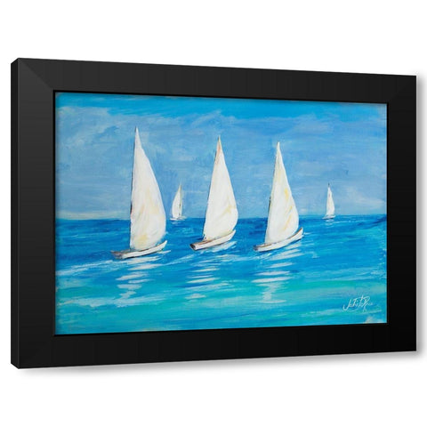 Sailboats II Black Modern Wood Framed Art Print with Double Matting by DeRice, Julie