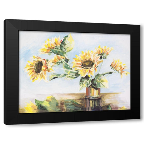 Sunflowers on Golden Vase Black Modern Wood Framed Art Print with Double Matting by French-Roussia, Heather A.
