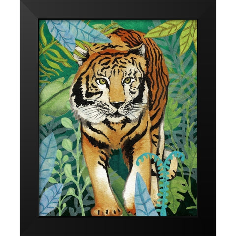 Tiger In The Jungle II Black Modern Wood Framed Art Print by Medley, Elizabeth