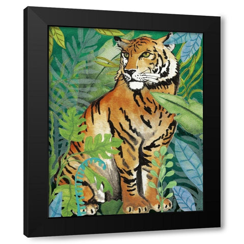 Tiger In The Jungle II Black Modern Wood Framed Art Print with Double Matting by Medley, Elizabeth