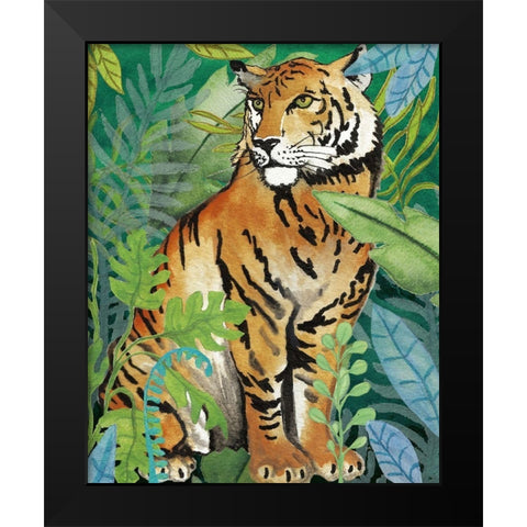 Tiger In The Jungle II Black Modern Wood Framed Art Print by Medley, Elizabeth