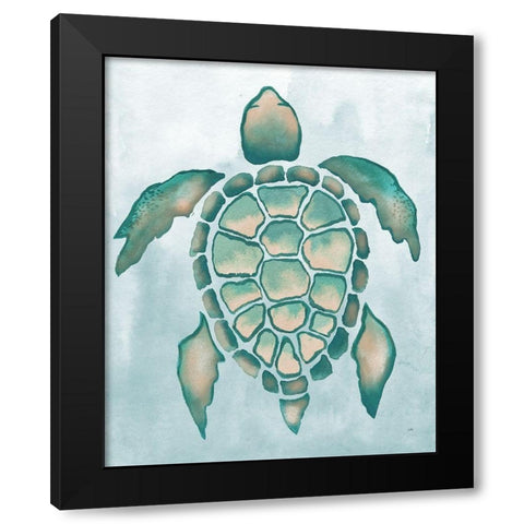 Aquatic Turtle I Black Modern Wood Framed Art Print with Double Matting by Medley, Elizabeth