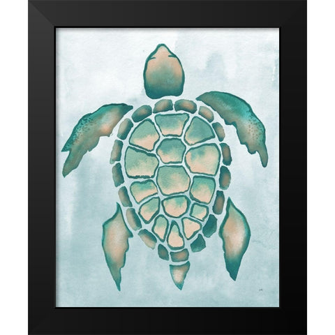 Aquatic Turtle I Black Modern Wood Framed Art Print by Medley, Elizabeth