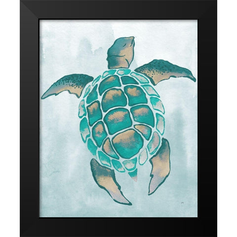 Aquatic Turtle II Black Modern Wood Framed Art Print by Medley, Elizabeth