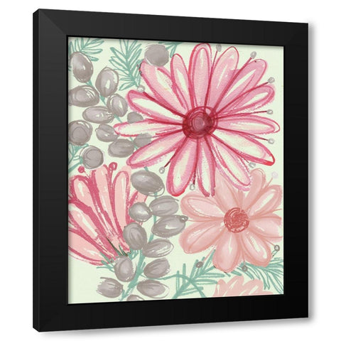 Color Burst Blooms II Black Modern Wood Framed Art Print with Double Matting by Medley, Elizabeth