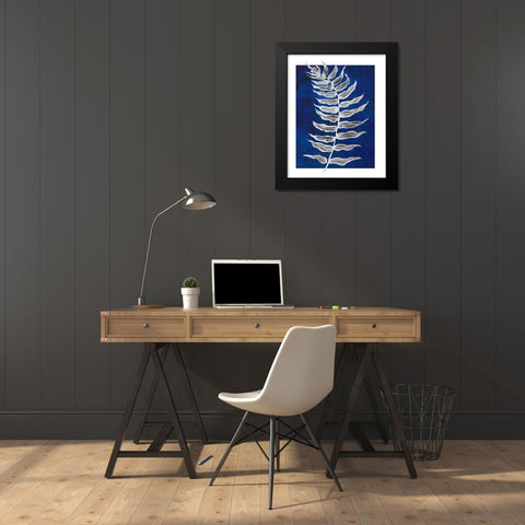 Blue Fern in White Border I Black Modern Wood Framed Art Print by Medley, Elizabeth